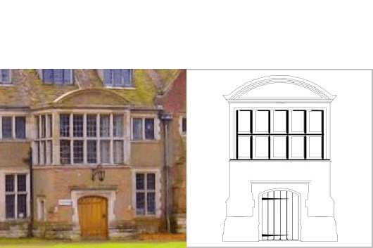 Houghton Grange with front door and porch used for the original logo